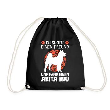 Akita Inu gefunden japanischer Spitz - Turnbeutel - Schwarz - Vorne