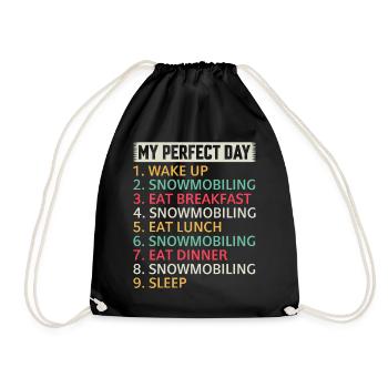 Snowmobile My Perfect Day - Snowmobiling Day Plan - Turnbeutel - Schwarz - Vorne