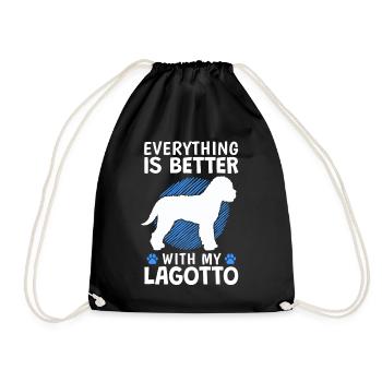 Everything better with Lagotto Romagnolo Truffle Dog - Drawstring Bag - black - Front