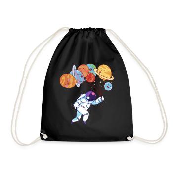 Aerospace Solar System Planets Funny Astronaut - Drawstring Bag - black - Front