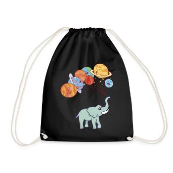 Aerospace Solar System Planets Funny Space Elephan - Drawstring Bag - black - Front