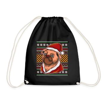 Ugly Christmas Sweater Tshirt Weihnachten mops - Turnbeutel - Schwarz - Vorne