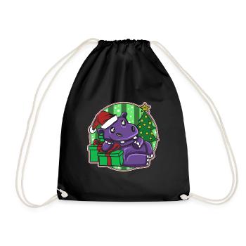 Ugly Christmas Sweater Tshirt Weihnachten Nilpferd - Turnbeutel - Schwarz - Vorne