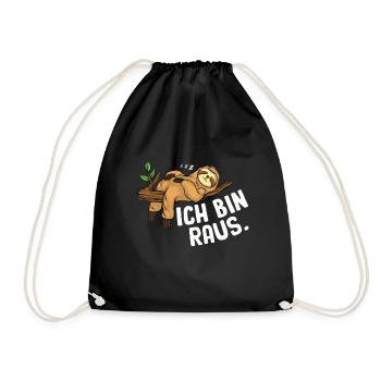 Faultier Tshirt Damen Herren Faul Müde Bürohumor - Turnbeutel - Schwarz - Vorne