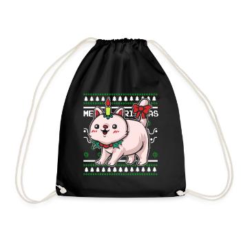 Ugly Christmas Sweater Christmas Cat - Drawstring Bag - black - Front