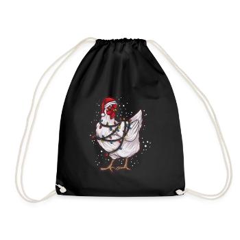 Ugly Christmas Sweater Tshirt Christmas Chicken - Drawstring Bag - black - Front