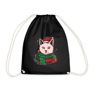 Moche pull de Noël Tshirt chat de Noël - Sac de sport léger - noir - Devant