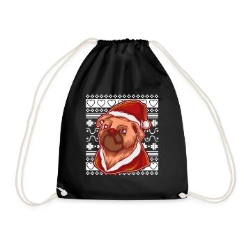 Pull de Noël moche Tshirt Carlin de Noël - Sac de sport léger - noir - Devant