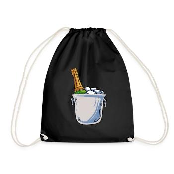 Champanger bottle of sparkling wine New Year - Drawstring Bag - black - Front