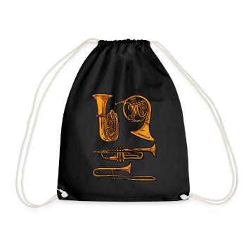 Trumpet Horn Trombone - Drawstring Bag - black - Front