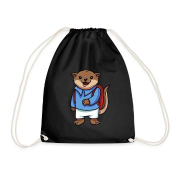 Otter va à l’école - Sac de sport léger - noir - Devant