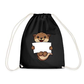 Sea otter otter - Drawstring Bag - black - Front