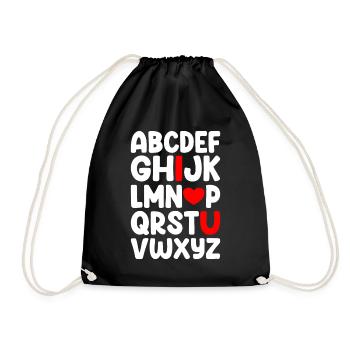 ABC Je t’aime - Alphabet doux - Sac de sport léger - noir - Devant