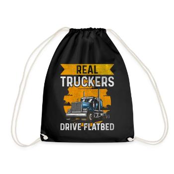 Real Truckers Drive Flatbed Truck Driver - Drawstring Bag - black - Front