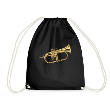 Flugelhorn Flugelhornist Horn Instrument - Drawstring Bag - black - Front