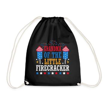 Grandmother of the Little Firecracker July 4 - Drawstring Bag - black - Front