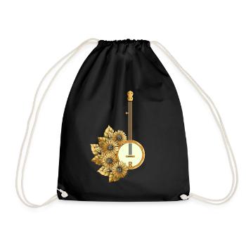 Retro Fleurs Banjo Floral Bluegrass Musique - Sac de sport léger - noir - Devant