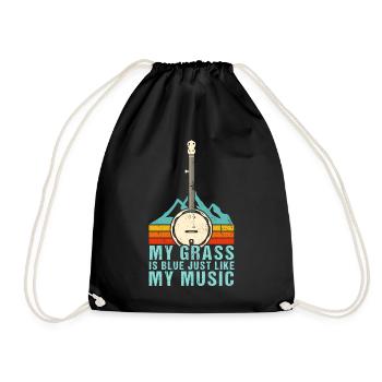My Grass Is Blue Like My Music Bluegrass Banjo - Drawstring Bag - black - Front