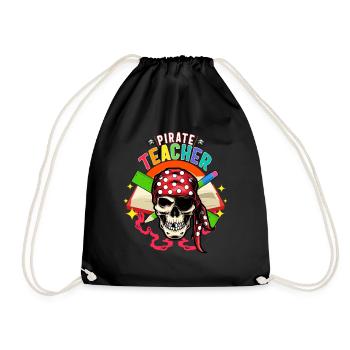 Chemise d’enseignant d’Halloween, crâne d’enseignant pirate - Sac de sport léger - noir - Devant