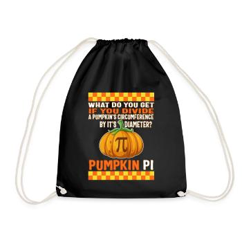Halloween Math Teacher Shirt, Pumpkin Pi Division - Drawstring Bag - black - Front