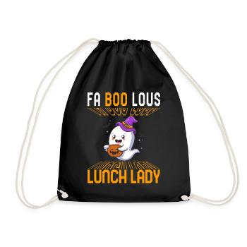 Halloween Lunch Lady Shirt, Fa Boo Lous Ghost Tee - Drawstring Bag - black - Front
