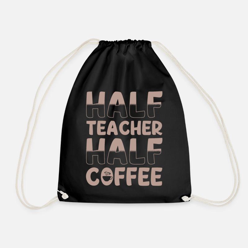 Halb Lehrer Halb Kaffee - Turnbeutel - Schwarz