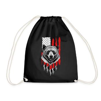 American US Flag Claw Grizzly Bear Hunting Patriot - Turnbeutel - Schwarz - Vorne