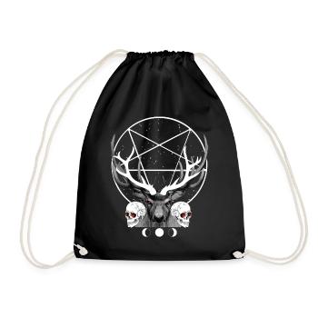 Cerf satanique Pentagramme Gothique Crâne Evil Buck - Sac de sport léger - noir - Devant