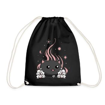 Kawaii Emo Wicca Cat Pastel Goth Esthétique - Sac de sport léger - noir - Devant