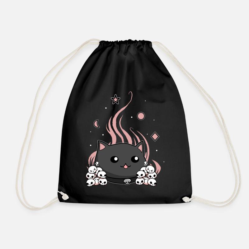 Kawaii Emo Wicca Cat Pastel Goth Aesthetic - Turnbeutel - Schwarz
