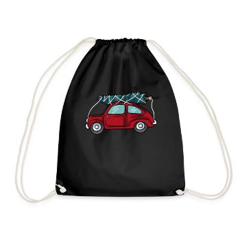 Christmas Tree Red Car - Drawstring Bag - black - Front