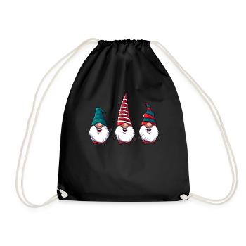 Cute Christmas Gnomes - Drawstring Bag - black - Front