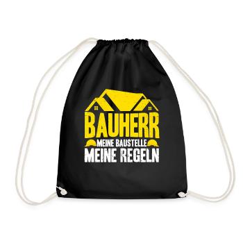 Bauherr Meine Baustelle Meine Regeln - Turnbeutel - Schwarz - Vorne