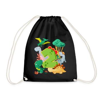 Herd of cute dinosaurs 2nd birthday 2 - Drawstring Bag - black - Front