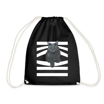 Cute cat sneaks out pet owner - Drawstring Bag - black - Front