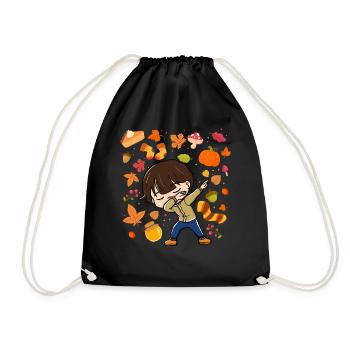 Dabs Young Autumn Maple Pumpkin Autumn Season - Drawstring Bag - black - Front