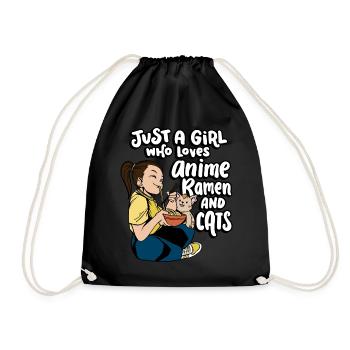 Juste une fille qui aime l’anime, les ramen et les chats mignons - Sac de sport léger - noir - Devant