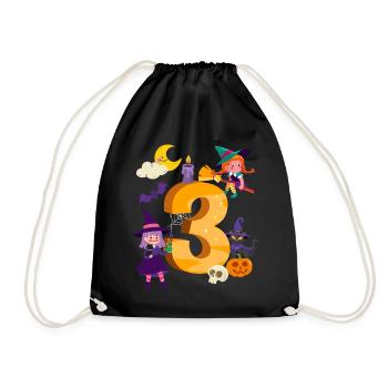3rd Birthday Witch Broom 3 Years Old Child - Drawstring Bag - black - Front