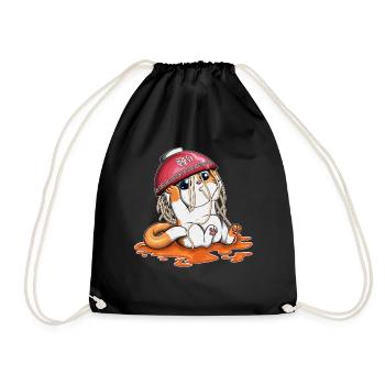 Pasta lover cat kitten loves pasta bowl - Drawstring Bag - black - Front