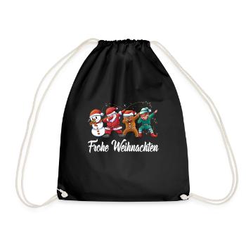 Dabbing Frohe Weihnachtsmann Santa Elf Weihnachten - Turnbeutel - Schwarz - Vorne