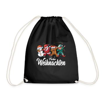 Dabbing Frohe Weihnachten Santa Elf Weihnachtsmann - Turnbeutel - Schwarz - Vorne
