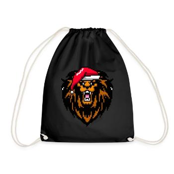 Lion Pixelated Christmas - Drôle de Noël Lion - Sac de sport léger - noir - Devant