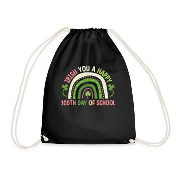 Irish You A Happy 100th Day Of School Green - Drawstring Bag - black - Front
