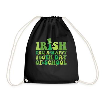 Irish You A Happy 100th Day Of School Green - Drawstring Bag - black - Front