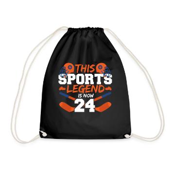 This sports legend is now 24, hockey game 24. - Drawstring Bag - black - Front