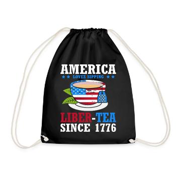 America loves to drink Liber-tea, since the - Drawstring Bag - black - Front