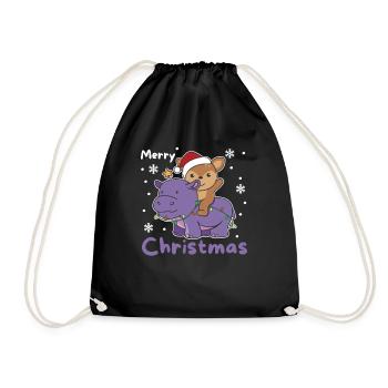 Noël Hippopotames Cerf Joyeux Noël Cerf-hippopotame - Sac de sport léger - noir - Devant