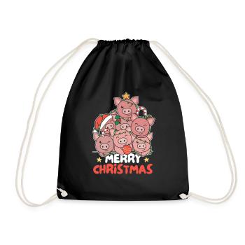 Cochon Arbre de Noël Joyeux Noël - Sac de sport léger - noir - Devant
