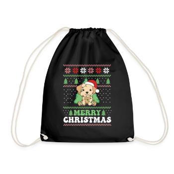 Joyeux Noël rétro moche Noël Labrador - Sac de sport léger - noir - Devant