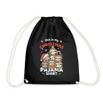 Sloth Christmas Pajama Shirt Merry Christmas - Drawstring Bag - black - Front